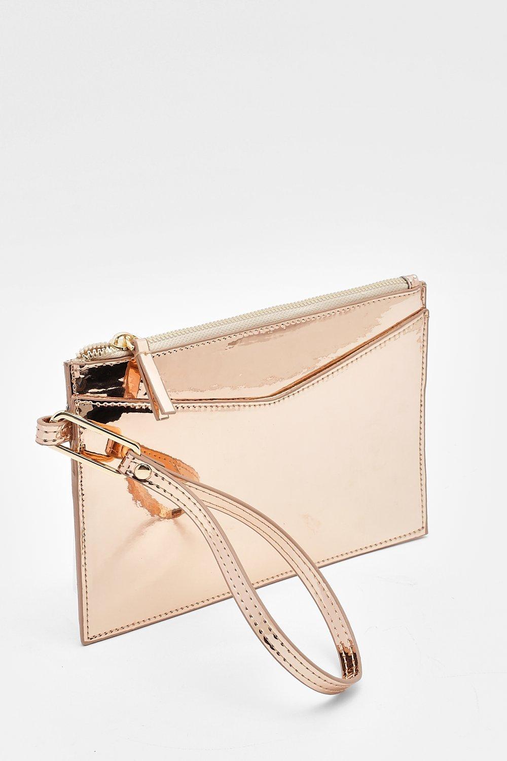 Metallic rose gold clutch on sale bag